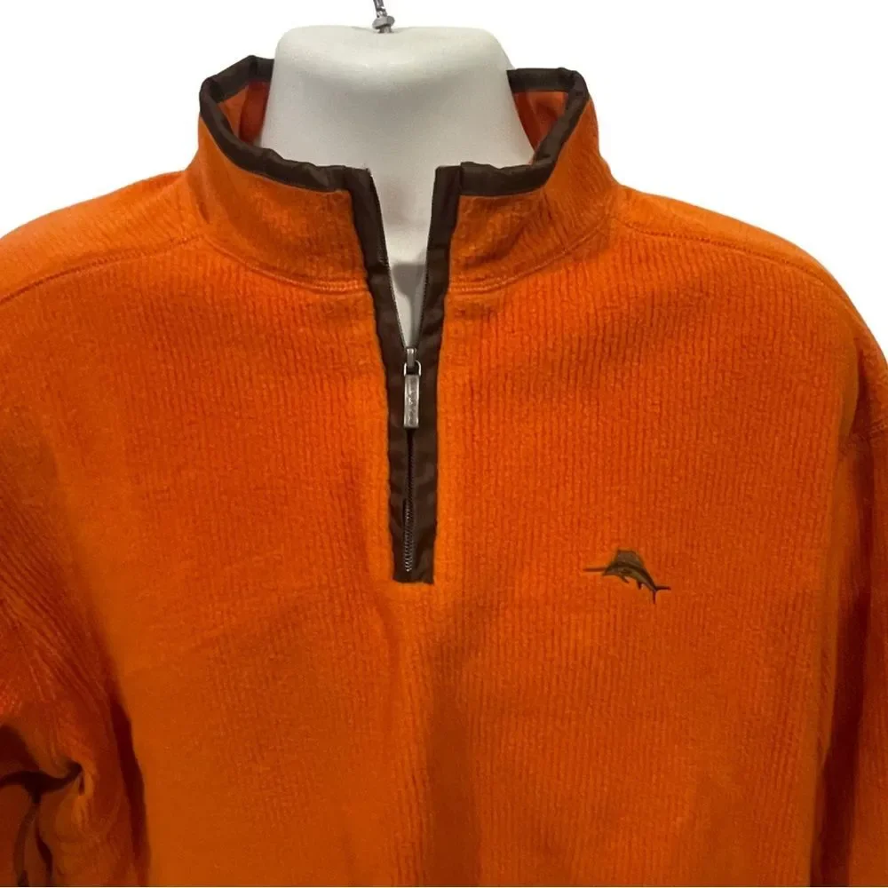Tommy Bahama Men’s Quarter-Zip Pullover – Orange – Size Large - Picture 3 of 9